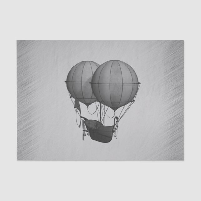 Steampunk Silver Hot Air Balloons with Ship Tissue Paper (Front)