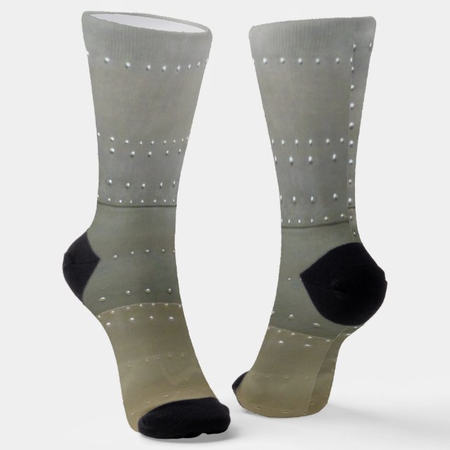Steampunk Silver Metal With Rivets Socks (Angled)