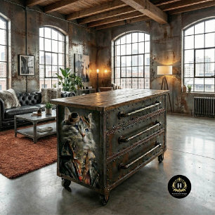 Steampunk Silver Tabby Cat Decoupage Craft Paper