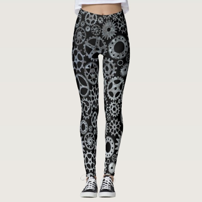 Steampunk Silver Zinc Bronze Leggings (Front)