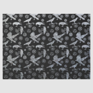 Steampunk Silver Zinc Gears and Crows Tissue Paper