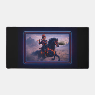Steampunk Skeleton Riding Stallion Playing Flute Desk Mat