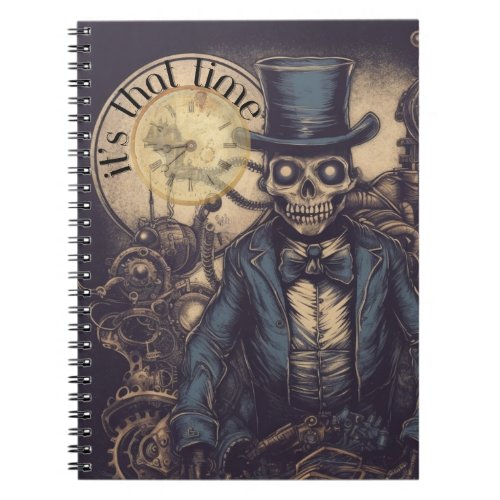 Steampunk Skeleton Tells the Time Notebook