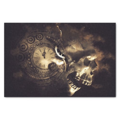 Steampunk Skull and Clock Tissue Paper