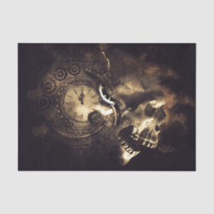 Steampunk Skull and Clock Tissue Paper