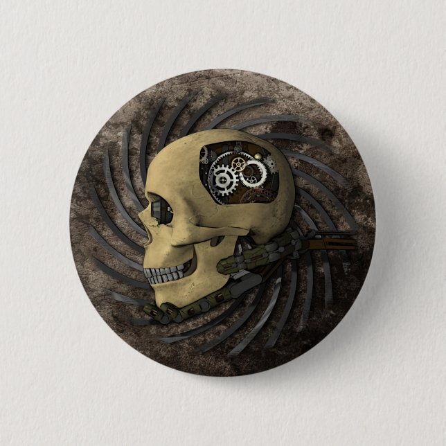 Steampunk Skull Button (Front)