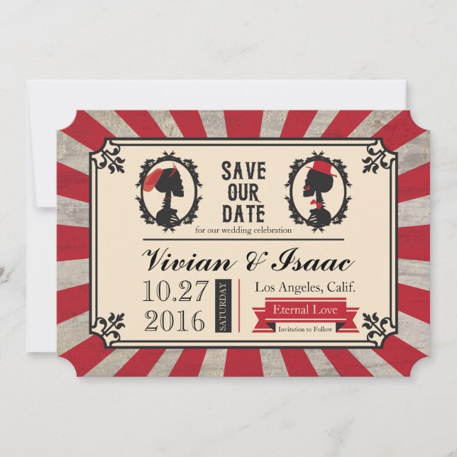 Steampunk Skull Cameo Wedding Save the Dates Date (Front)