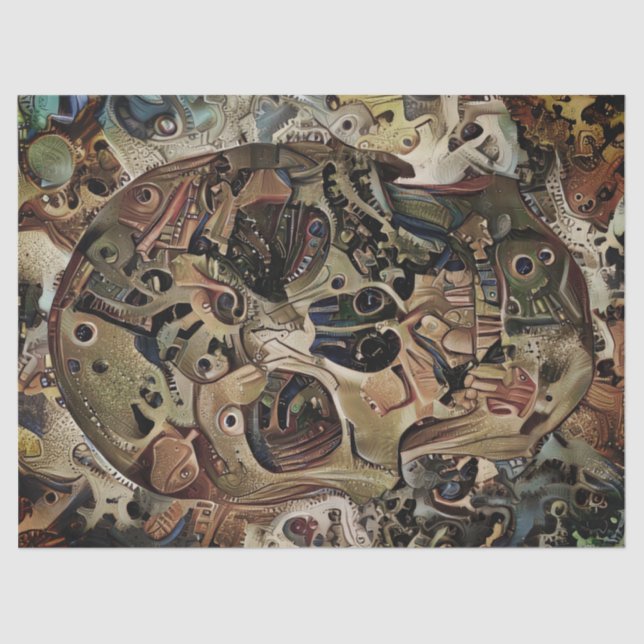 Steampunk Skull Decoupage Tissue Paper (Front)