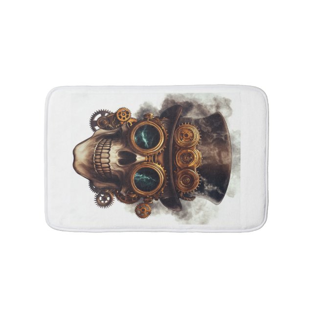 Steampunk Skull Engine Bath Mat (Front)