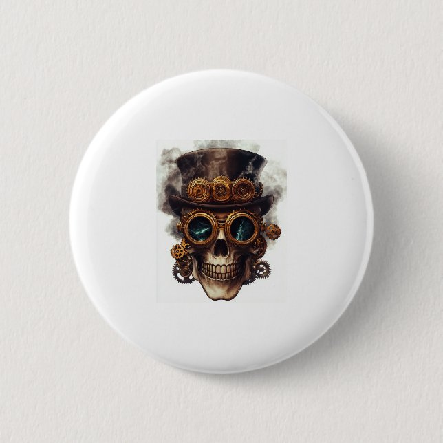 Steampunk Skull Engine Button (Front)