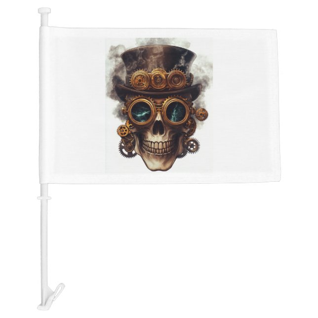 Steampunk Skull Engine Car Flag (Front)