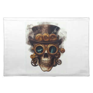 Steampunk Skull Engine Cloth Placemat