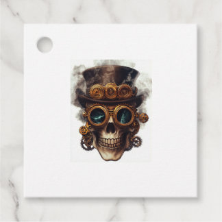 Steampunk Skull Engine Favor Tags