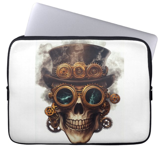 Steampunk Skull Engine Laptop Sleeve (Front)