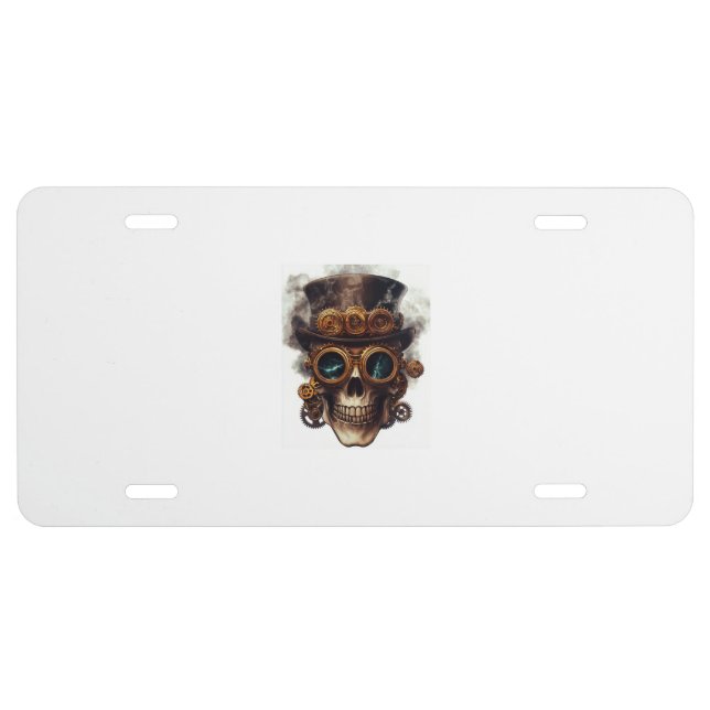 Steampunk Skull Engine License Plate (Front)