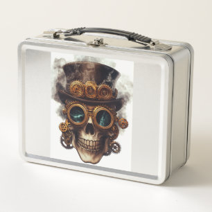 Steampunk Skull Engine Metal Lunch Box