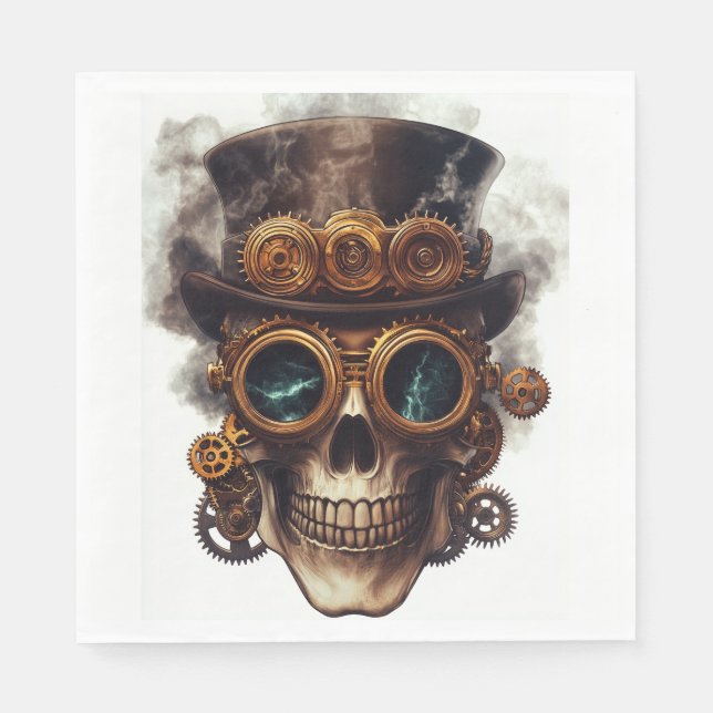 Steampunk Skull Engine Napkins (Front)