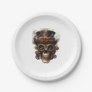 Steampunk Skull Engine Paper Plates