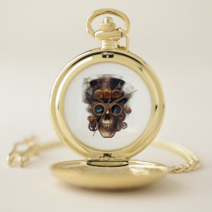 Steampunk Skull Engine Pocket Watch