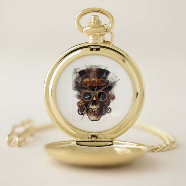 Steampunk Skull Engine Pocket Watch (Inside)