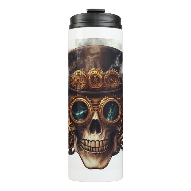 Steampunk Skull Engine Thermal Tumbler (Front)