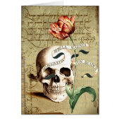 Steampunk Skull Floral Halloween Greeting Card (Front)