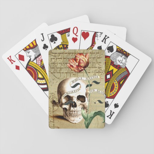 Steampunk Skull Floral Halloween Playing Cards