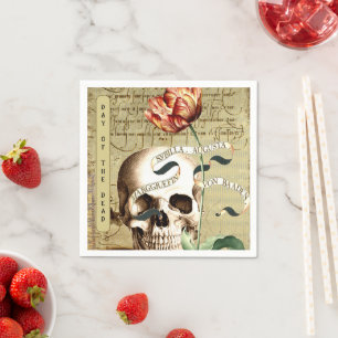 Steampunk Skull Floral Writing Halloween Stickers Napkins
