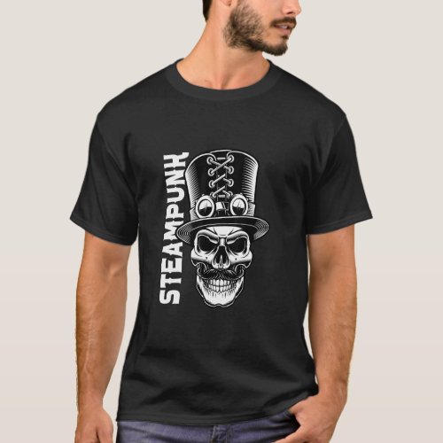 Steampunk Skull Gentleman Retro Vintage Cyber Punk T_Shirt