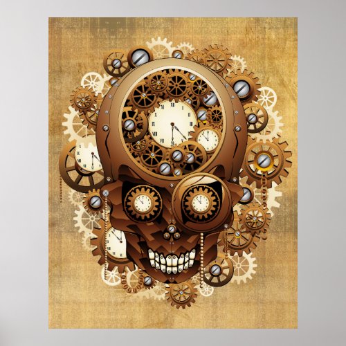 Steampunk Skull Gothic Style Poster
