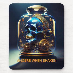 Steampunk Skull In Jar Angers When Shaken Mouse Pad