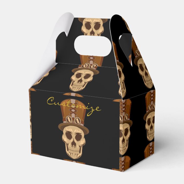 Steampunk Skull in Top Hat/ Gas Mask Thunder_Cove Favor Boxes (Front Side)