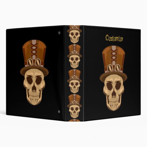 Steampunk Skull in Top Hat Thunder_Cove 3 Ring Binder