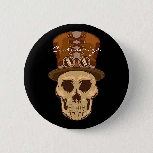 Steampunk Skull in Top Hat Thunder_Cove Button (Front)