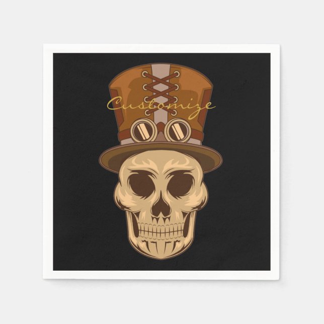 Steampunk Skull in Top Hat Thunder_Cove Napkins (Front)