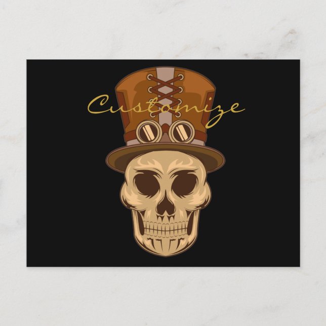 Steampunk Skull in Top Hat Thunder_Cove Postcard (Front)