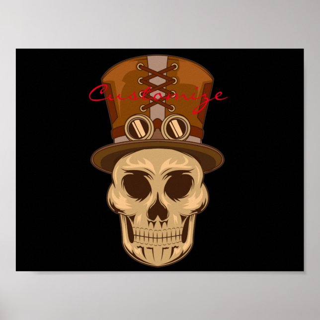 Steampunk Skull in Top Hat Thunder_Cove Poster (Front)