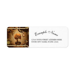 Steampunk skull label