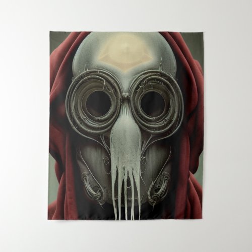 steampunk skull monster horror marine alien robot  tapestry