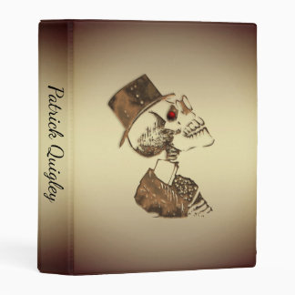 Steampunk Skull on Gold Mini Binder