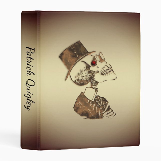 Steampunk Skull on Gold Mini Binder (Front/Spine)