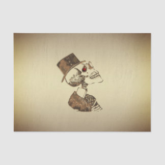 Steampunk Skull on Gold Tissue Paper