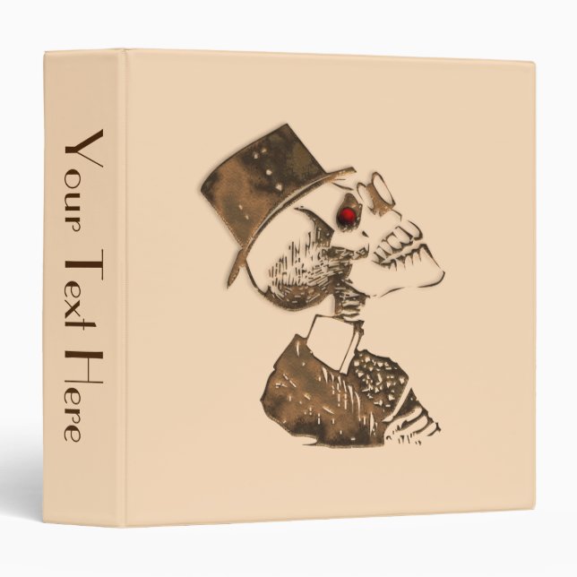 Steampunk Skull Personalized 3 Ring Binder (Front/Spine)