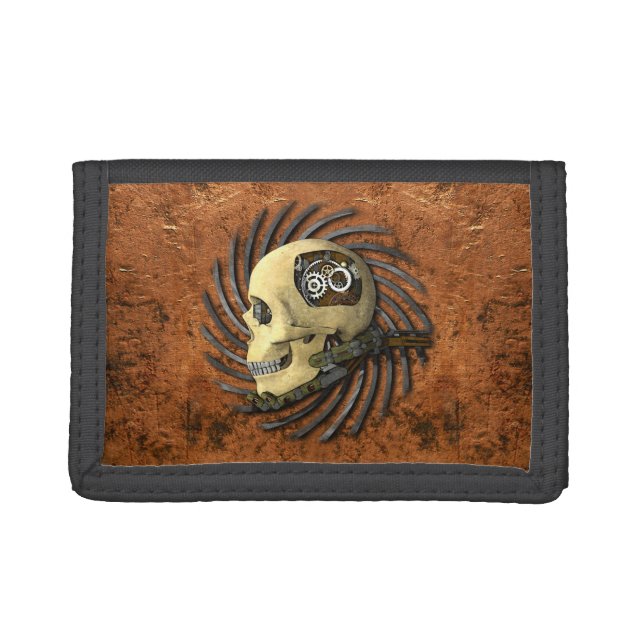 Steampunk Skull Tri-fold Wallet (Front)