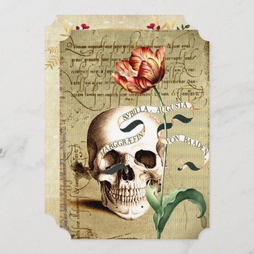 Steampunk Skull Vintage Halloween Invitations