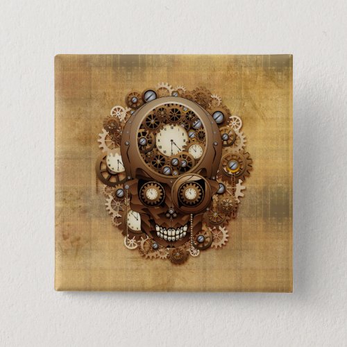 Steampunk Skull Vintage Style Buttons