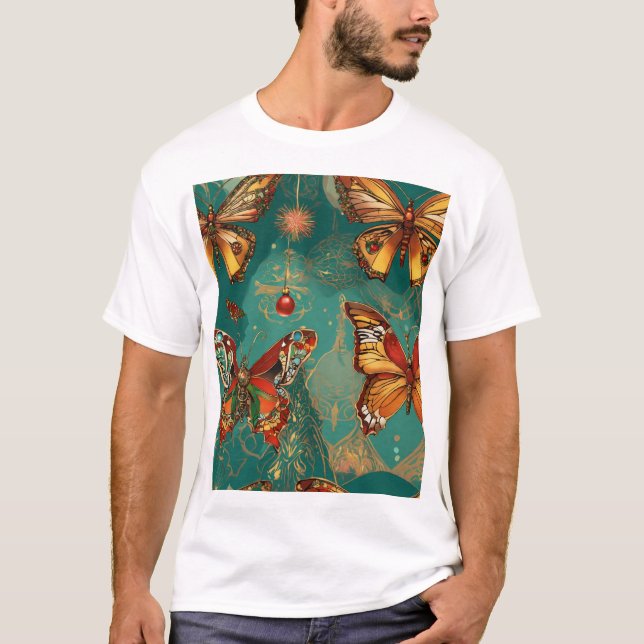 Steampunk Skull with Butterfly Afro Hair – Basquia T-Shirt (Front)