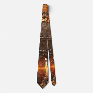 Steampunk Skull with gears made of rusty metal Tie