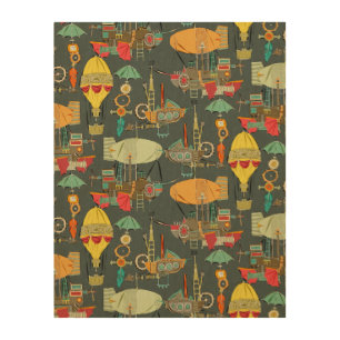 steampunk sky dark wood wall decor