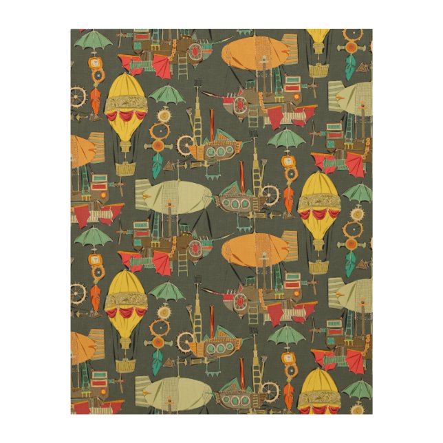 steampunk sky dark wood wall decor (Front)